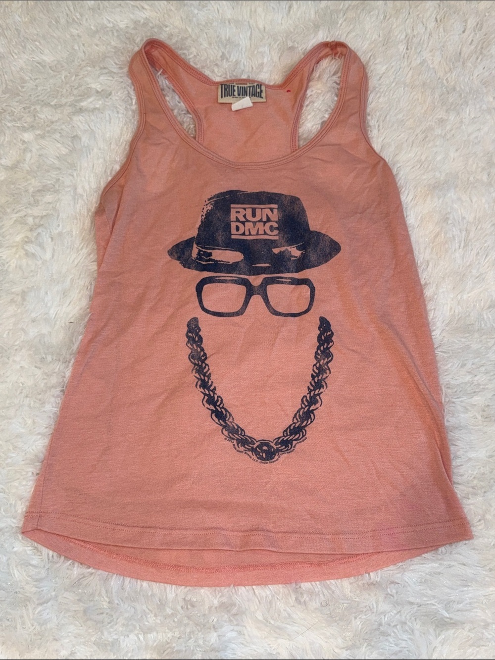 Vintage Run DMC Graphic Tank Top - Salmon Pink